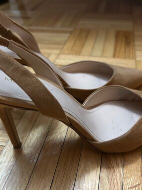 Mango Tan Suede Slingback Pointed Heels